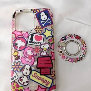 Velvet Caviar Snoopy IPhone 15 Pro Max Case with Ring Holder Pink and Multicolor